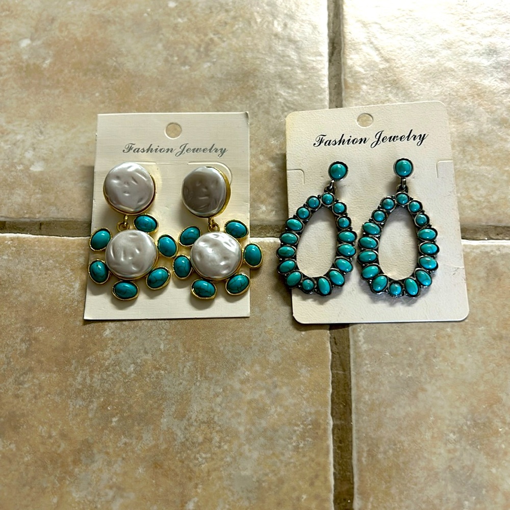 Set of two pairs of turquoise earrings. Brand new.